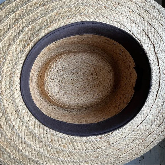 Raffia Straw Woven Tan Sun Hat with Tropical Band - Picture 9 of 13